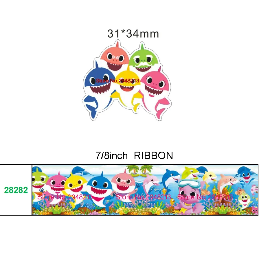 

printed cartoon fox and whale grosgrain ribbon and resin sets 7/8inch 50yard ribbon and 50pcs resin 1 sets REB478