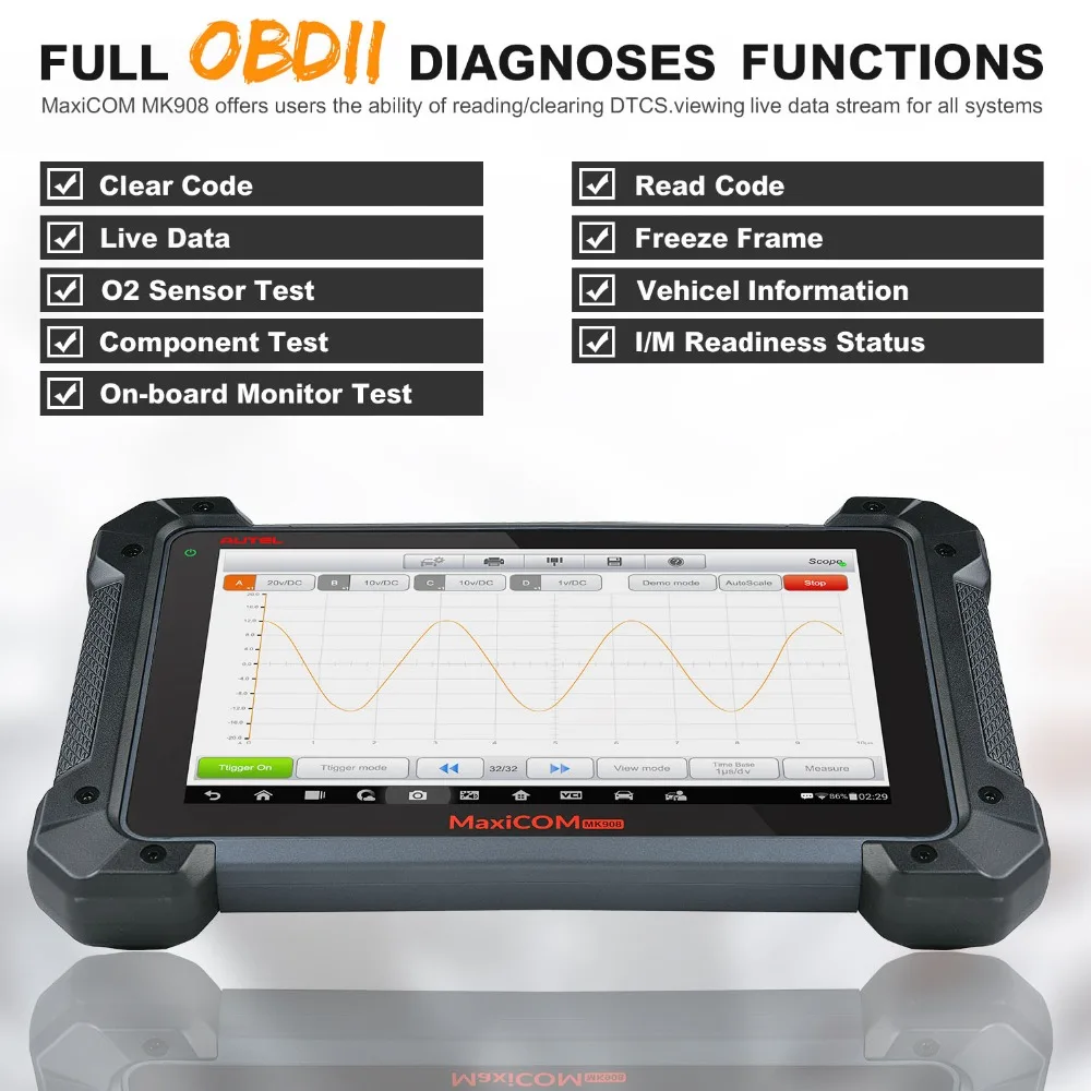 Autel MaxiCOM MK908 автомобильный диагностический инструмент obd2 автомобильный сканер obd Код читатель стетоскоп vag com bluetooth wifi сканер для автомобиля