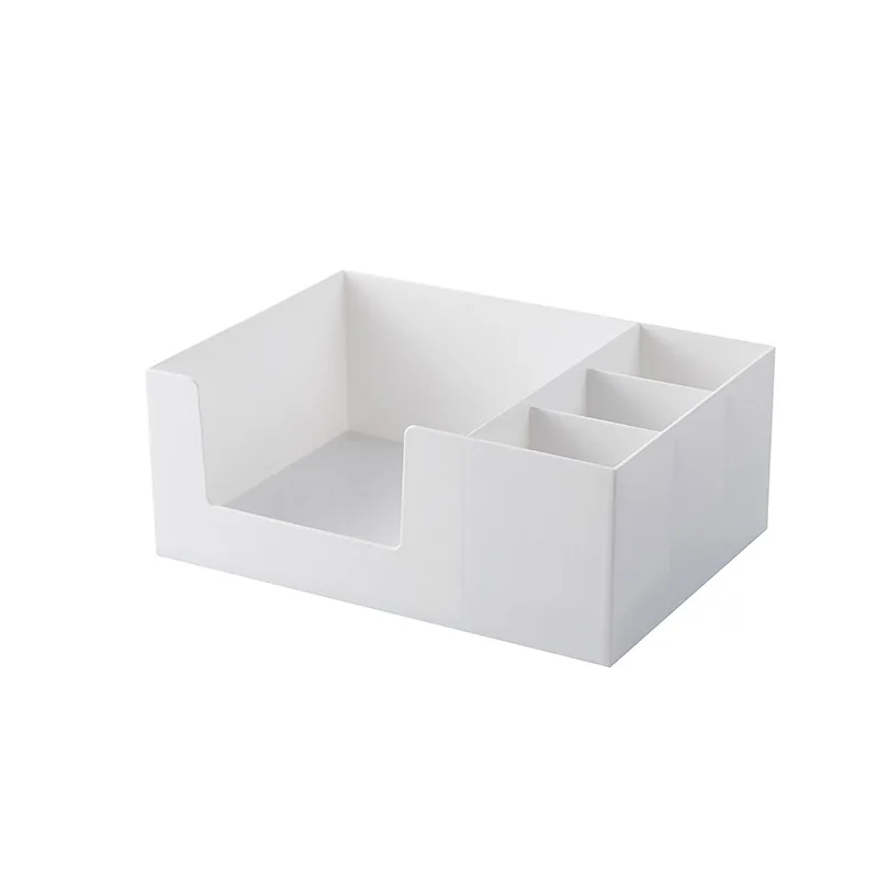 Съемный двухслойный пластиковый ящик для хранения, настольный органайзер для косметики, 3 ящика, ювелирный держатель для помады, контейнер - Цвет: White Single Layer