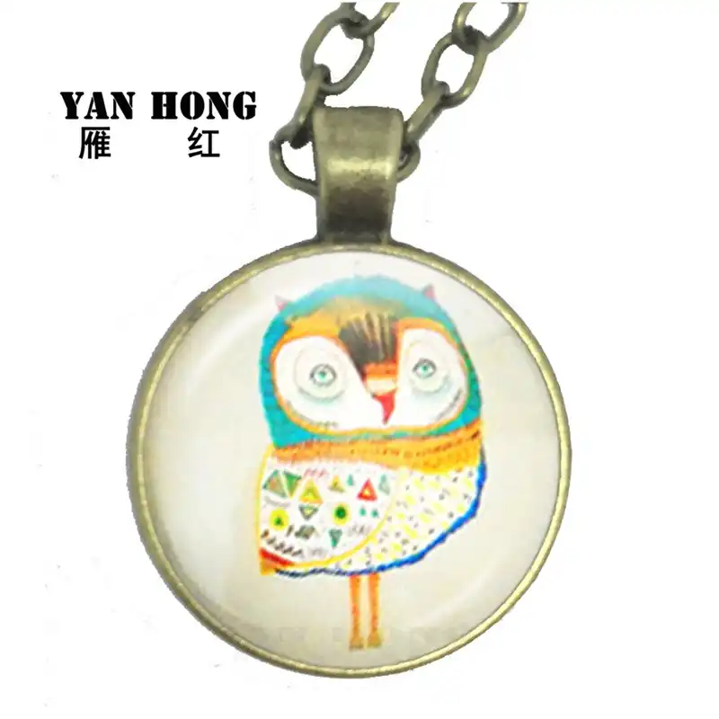 Стекло модное Кристальное ожерелье ручной работы, сова мультфильм дизайн. Сова-символ мудрости и мужества. Это подарок на день рождения