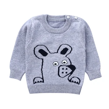 

Cotton Soft Baby Sweater For Newborn Girl Shoulder Buckle Long Sleeve Baby Boy Sweater Cartoon Cute O-Neck Infant Sweater Spring