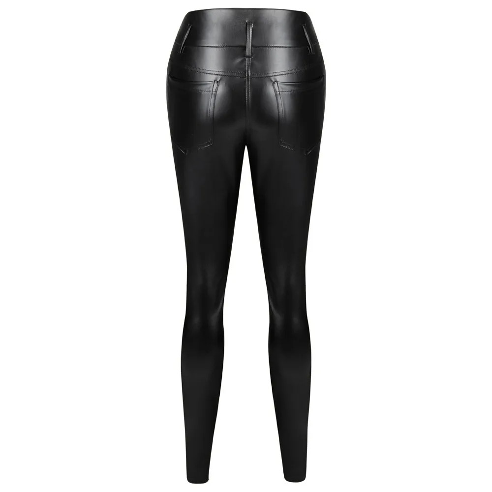 

Fashion Trousers Sexy Leggings Women Size Pocket Stretchy Plus Faux Leather Skinny High Waist Leggings Black Pencil Pants