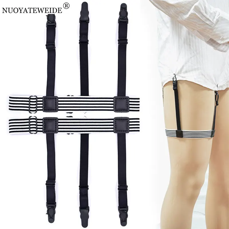 

Mens Shirt Stays Garters Elastic Nylon Adjustable Shirt Holders for Male Striped Suspenders Straps Anti-skid Belt garter men