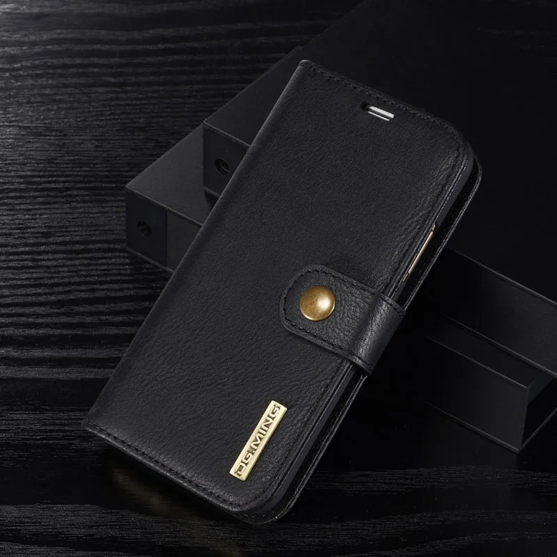 DG Ming флип-чехол, роскошный чехол-кошелек из натуральной кожи для Iphone 8/X, Магнитный чехол 2 в 1, Coque Fundas - Цвет: Black
