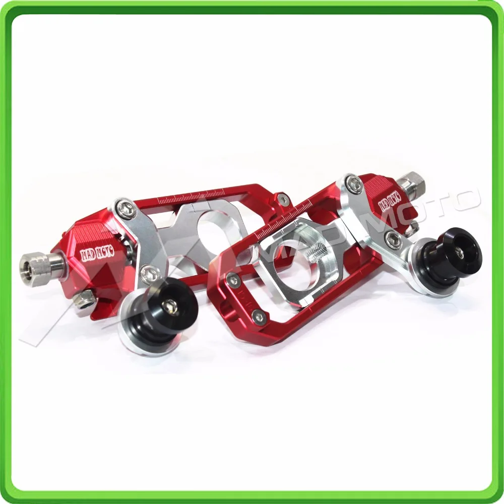 Motorcycle Chain Tensioner Adjuster with bobbin fit for APRILIA RSV4 2009 2010 2011 2012 2013 2014 Red & Silver (6)