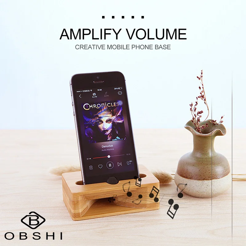 

Mobile Phone Sound Amplifier Universal Bamboo Mobile Phone Holder Stand Cell phone Wood Loudspeaker Enlarge Sound Amplifier