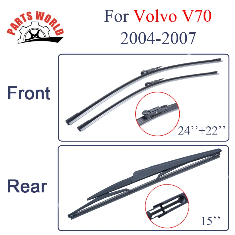 Group Rubber Windscreen Front And Rear Wiper Blades For Volvo V70,2004