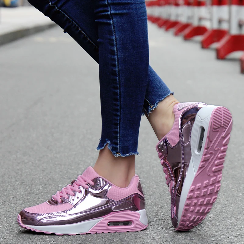 

Basket Femme 2019 Brand Vulcanized Shoes for Women Unisex Gold Sliver Casual Shoes Male Air Cushion Sneakers Breathable Footwear