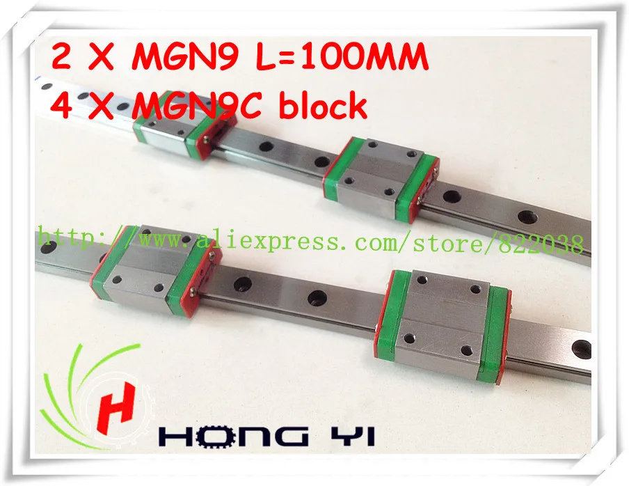 

Square linear guide 2 X MGN9 L=100mm with 4pcs MGN9C linear blocks(can be cut any length)