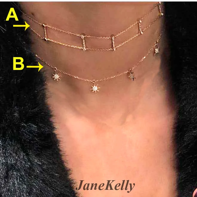 

Jane Kelly Real Maxi Necklace Collier Collares Dainty Delicate Thin Chain Double Chocker Cz Bar Choker Women Necklace Rated 5.