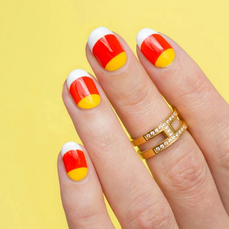 Elegant Candy Corn French Nail Art Design Orange UV LED Nail Gel Polish