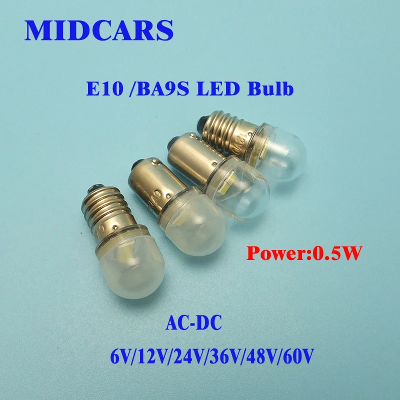 

MIDCARS High Quality 6V T4w Ba9s E10 LED Indicator light 36V Bulb,12V SMD LEDs 48V, Rear 24V to 60V Bulb