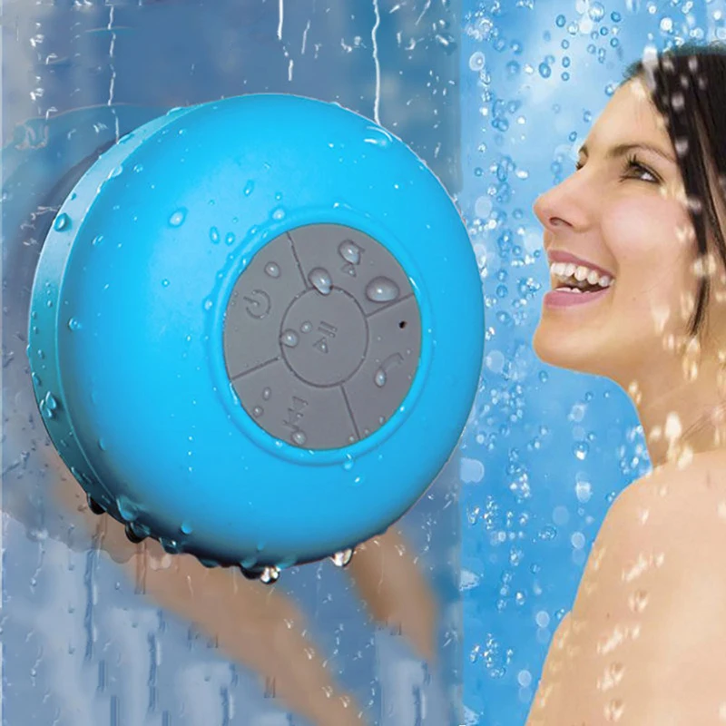Azul Sunnyflowk Mini Altavoz inalámbrico Altavoz de ducha portátil a prueba de agua para teléfono Receptor de MP3 Manos libres Altavoz para coche Azul