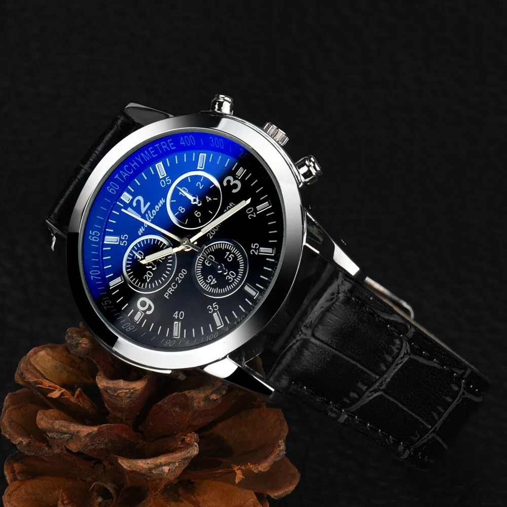 Брендовые мужские деловые часы женские Роскошные наручные часы из искусственной кожи с синим лучем и стеклом мужские брендовые кварцевые аналоговые часы Relojes# Zer