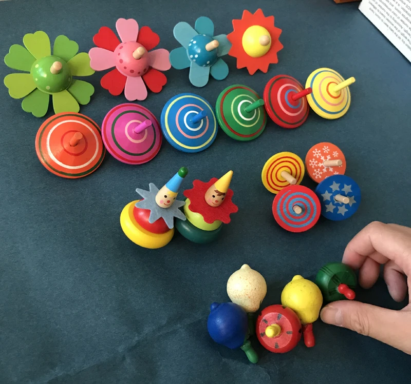 10 шт. Детские деревянные игрушки для спиннинга/детский мультяшный клоун, Мини Деревянный топик