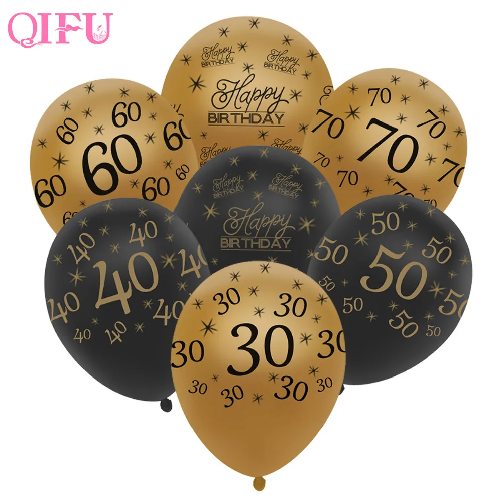 10 шт. 12 дюймовые воздушные шары QIFU для дня рождения 30 40 50 украшения дней Гелиевый