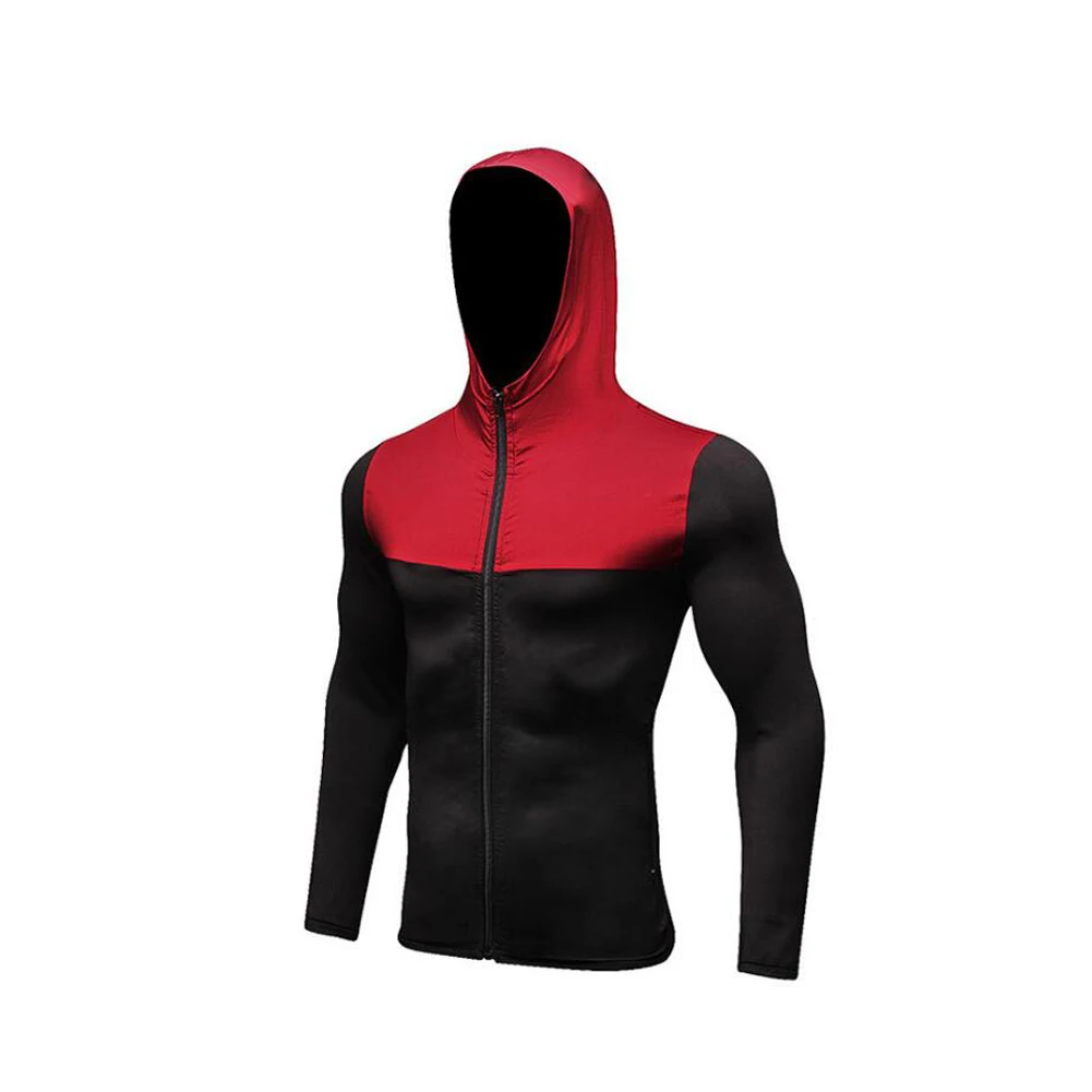 Mens Slim Fitness Hoody Homme Patchwork Hooded Casual Jacket Tracksuits