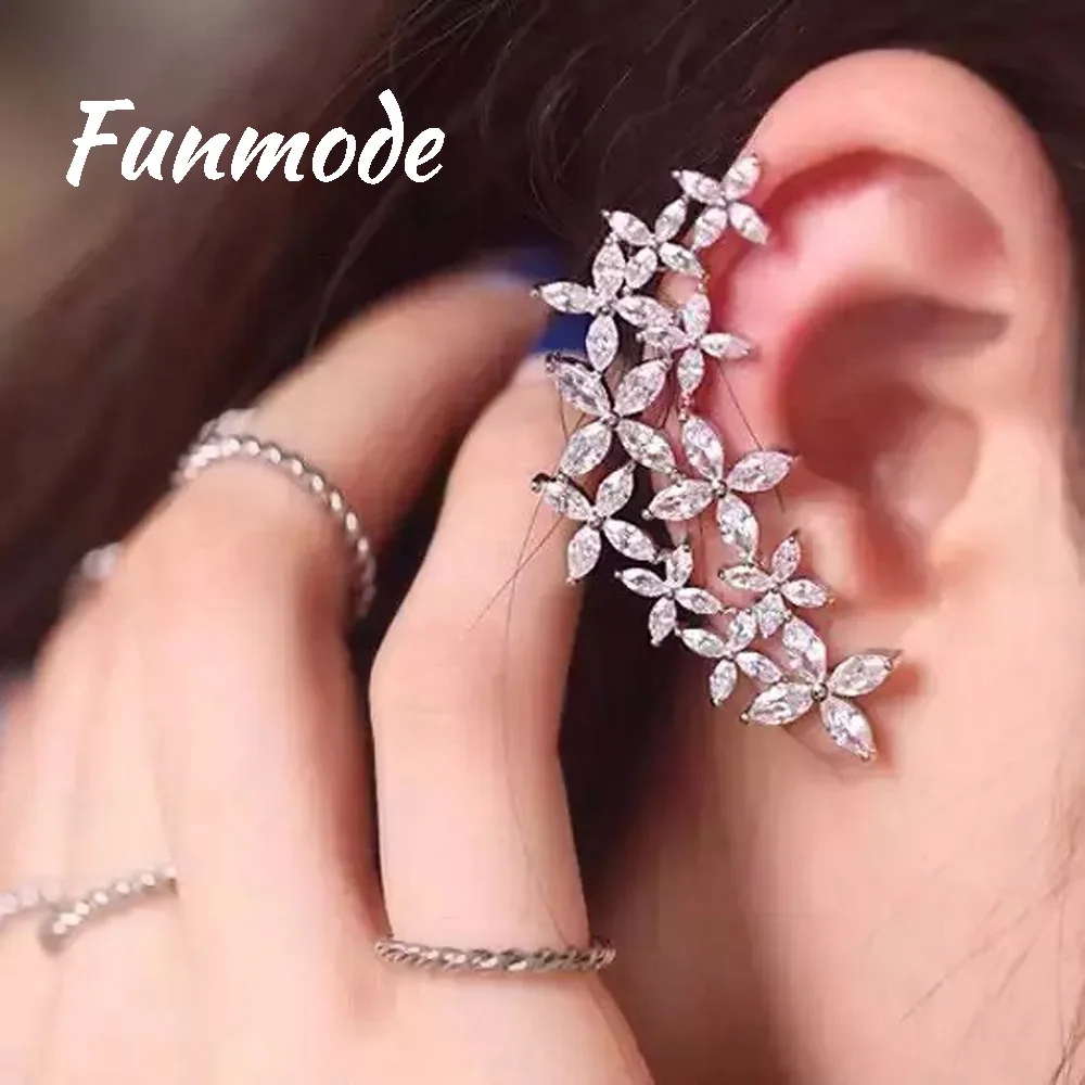 

Funmode AAA Cubic Zirconia Snowflake Flower Boom Stud Earrings Asymmetric Women Engagement Party Jewelry Bijoux Femme F026E