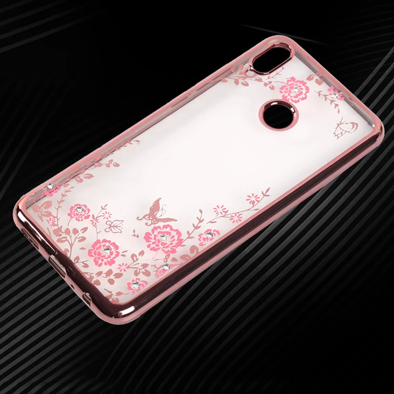 

For Samsung A70 Case Transparent Rhinestone flower Soft TPU Cases For Samsung Galaxy A70 A 70 Glitter Diamond Frame Back Cover