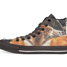 Для лисы Саке дизайн дышащая Повседневная Высокая обувь на шнуровке холщовая обувь кеды