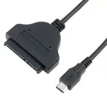 CY USB-C to SATA Converter USB 3.1 Type-C Male to SATA 22 Pin 2.5″ Hard disk driver SSD Adapter Cable Black