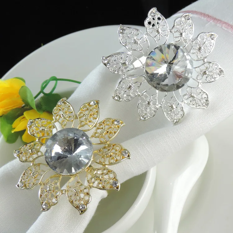 

5PCS silver plated diamond pearl napkin buckle napkin ring pearl meal gold and silver
