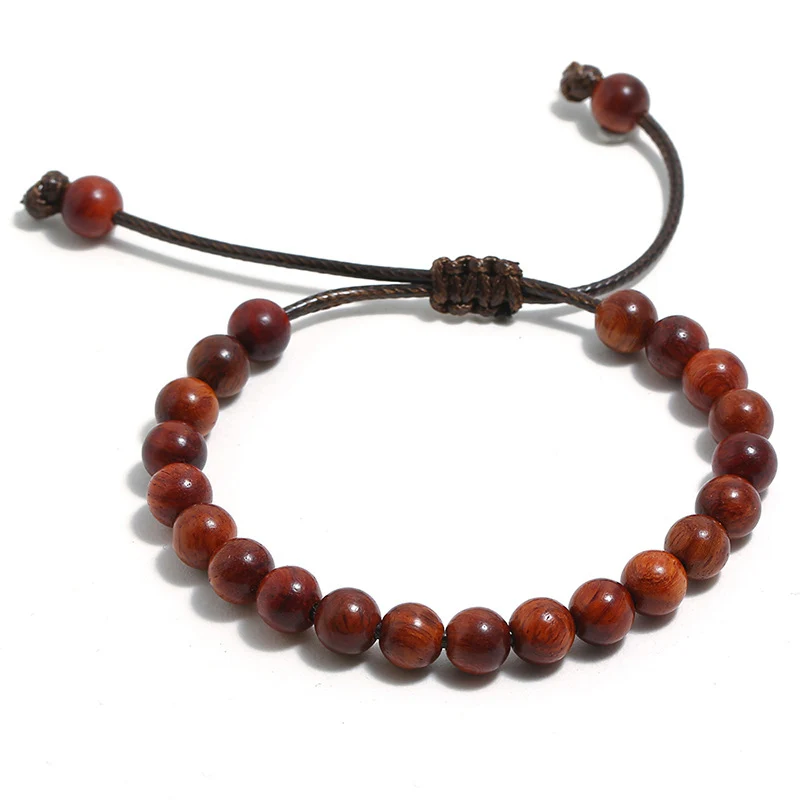 

NIUYITID 8mm Ethinc Meditation Wood Bead Bracelet For Men Adjustable Pulseras Hombre Bracelet Made Of Stones Women Jewelry