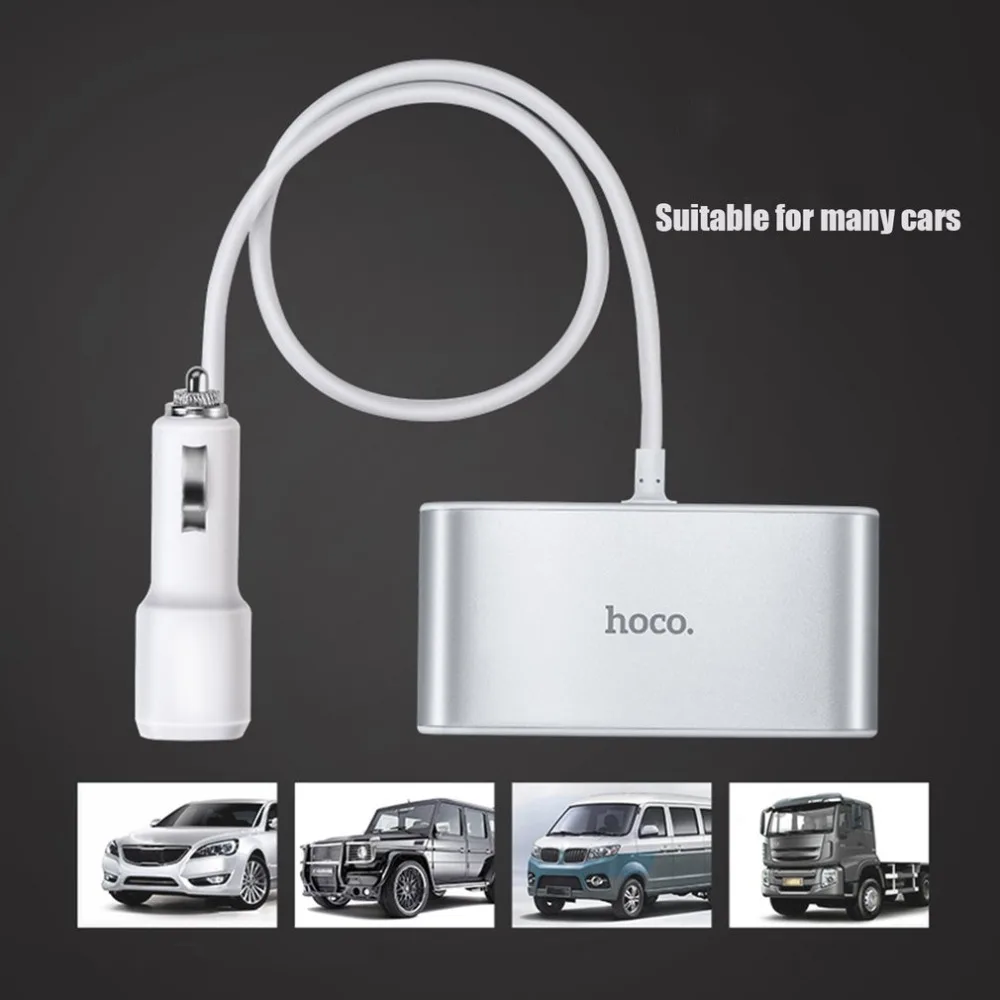 HOCO 3 в 1 Автомобильное устройство для быстрой зарядки Dual USB 2 порта светодиодный цифровой дисплей тестер напряжения батареи мониторинг в реальном времени для ваших устройств