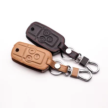 Hot Sale Genuine Leather Belt Keys for Honda CRV 3 Buttons remote control Flip Car Key