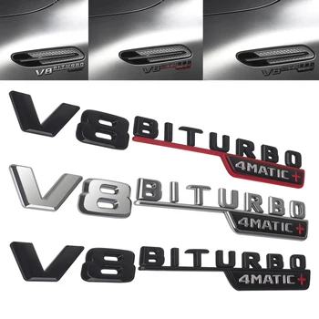 

V8 BITURBO 4MATIC Side Fender Sticker For AMG Mercedes W163 W212 W211 W210 W207 W205 W204 W202 Car Styling 2pcs Emblem Sticker