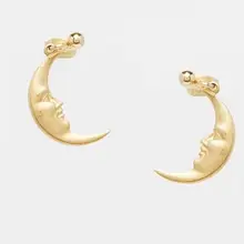 Простой Минималистский золотистого цвета луна серьги-гвоздики полумесяц половина серьга в форме Луны ухо аксессуары для женщин модные ювелирные изделия оптом