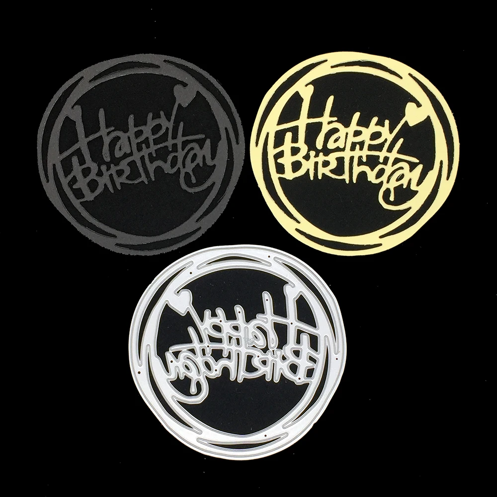 

Circle Happy Birthday Love 76*75mm Metal Cutting Dies Emboss Knife Mold Punch Stencil for DIY Scrapbooking Paper Background Card