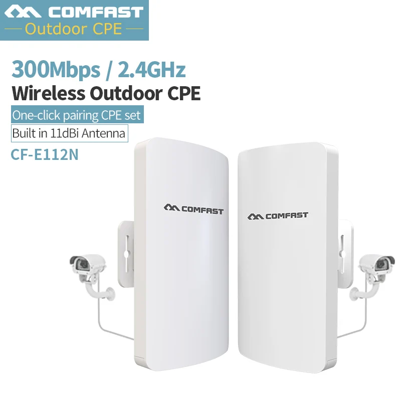 

300Mbps Comfast CF-E112N 2.4Ghz 4K Mini Wireless Extender Repeater AP Outdoor CPE Router 11dBi Antenna WiFi Bridge Access Point