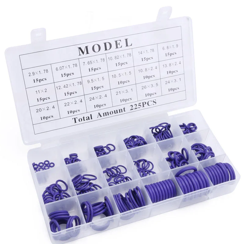 Новое уплотнительное кольцо для кондиционера R22 R134a 225 шт. ассортимент резиновых