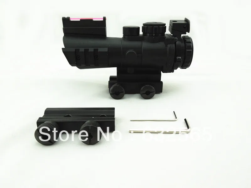 Tactical 4x32 Dual Illuminated Compact Rifle Scope Sight With Fiber For Airsoft Hunting Riflescope