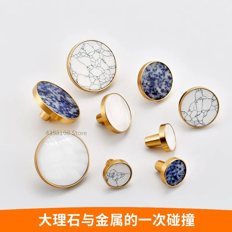 

American marble brass wardrobe knob and drawer handle furniture hardware cabinet door handle knob handle DIY
