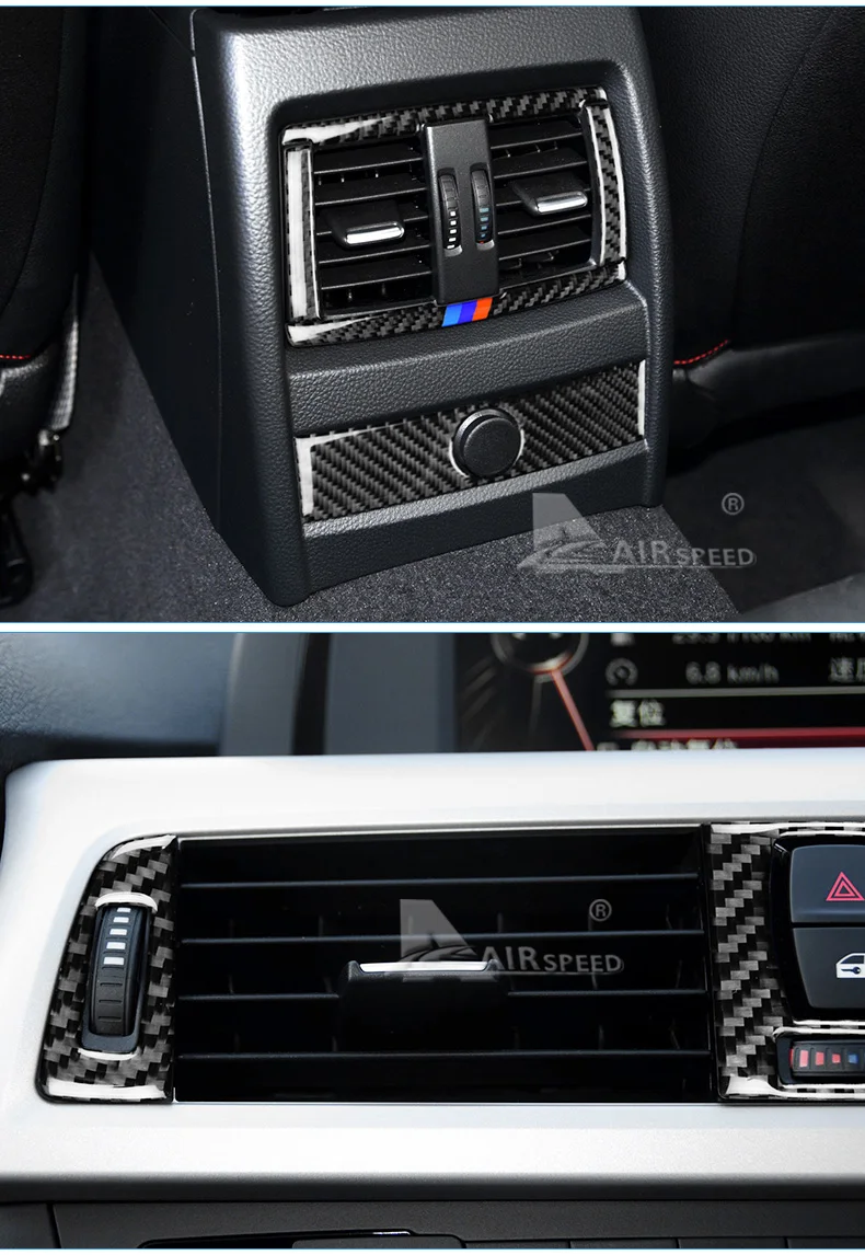 Carbon Fiber Car Center Console Air Outlet Frame Air Conditioning Vent Trim Sticker Styling for BMW F30 F34 Accessories (8)