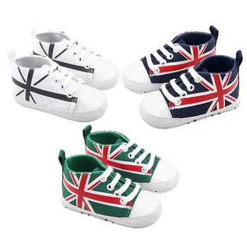 

100% Brand New One Pair Baby Toddle New Shoes Flag Print Newborn Kids Soft Bottom Shoes