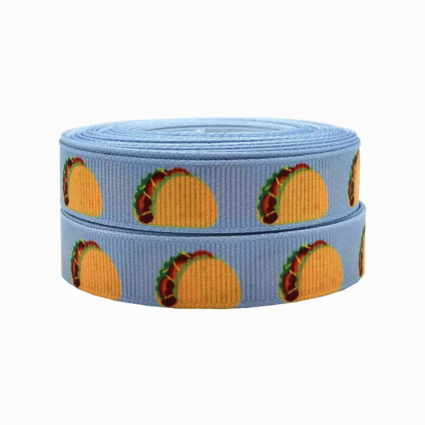 

New Arrival 5/8'' 15mm Tacos Print Grosgrain Ribbon Webbing for DIY Bow Gift Wrap 10yards/lot