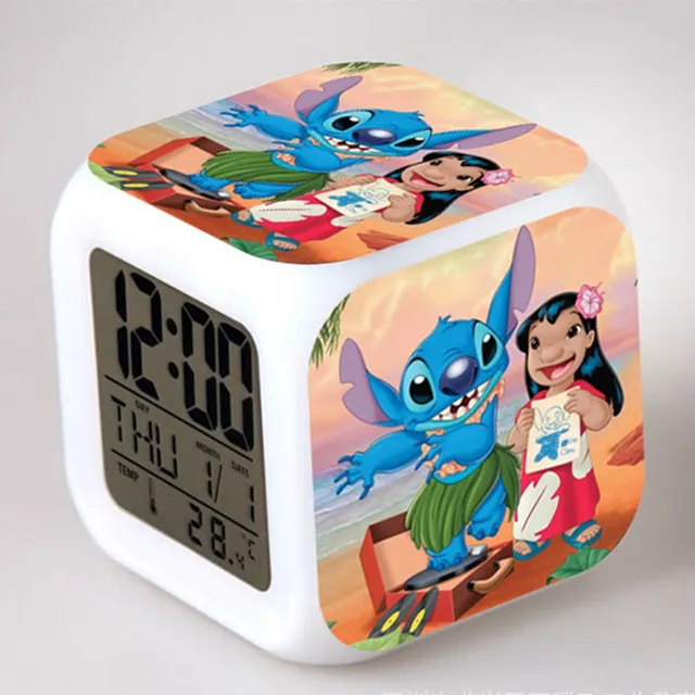 Alarm Clocks Lilo & Stitch LED 7 color Flash Change Digital Alarm Clock