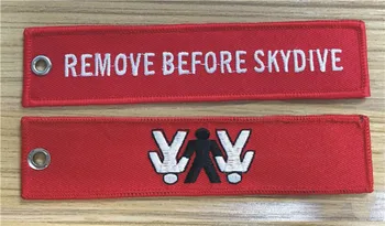 

Remove Before Skydive Custom Embroidery Keychain With Metal Ring