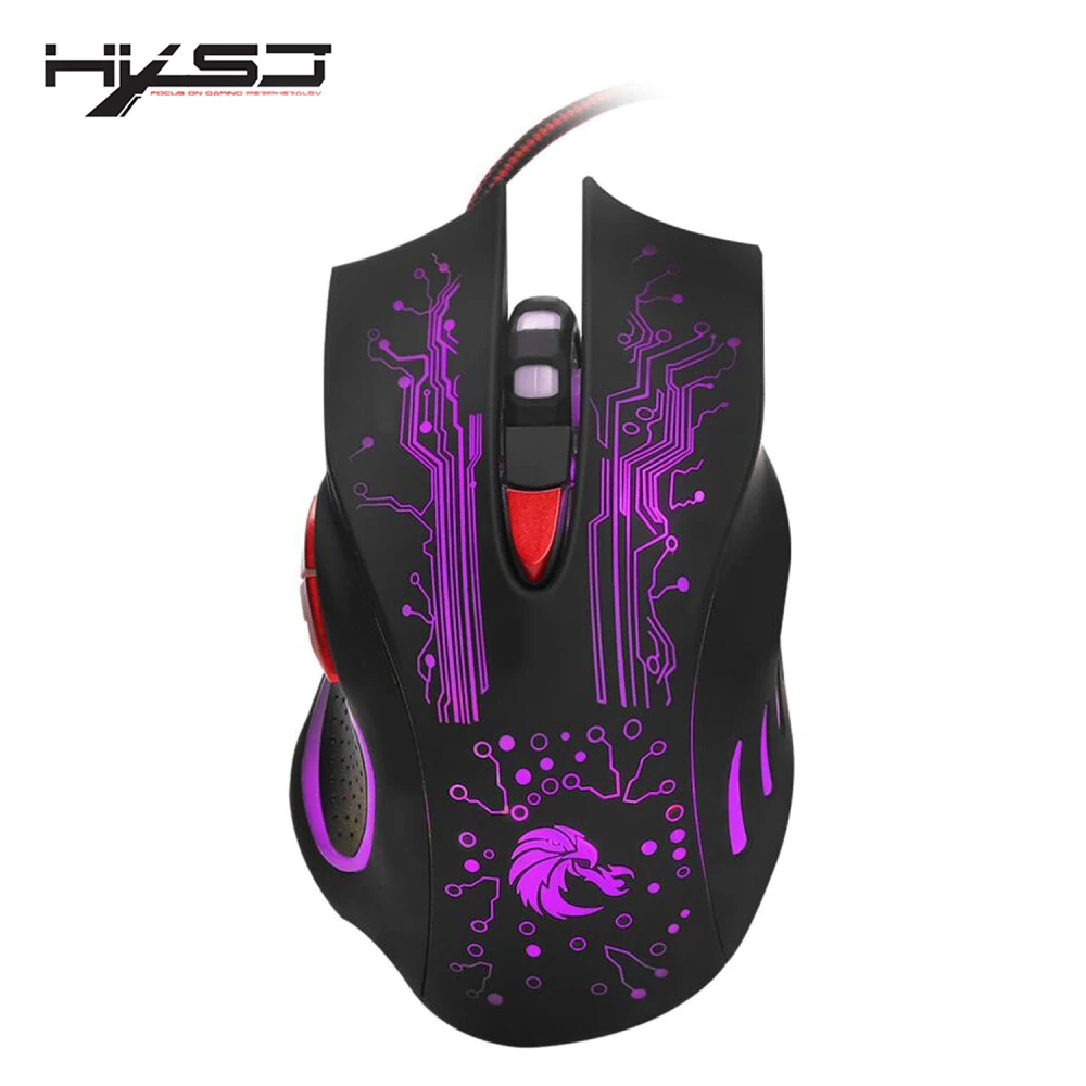 

HXSJ H700 Adjustable 5500DPI Professional USB Wired Optical 6 Buttons Gaming Mouse with LED Backlight Ergonomical Design