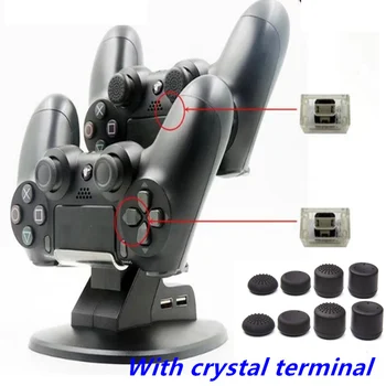 

With Crystal Terminal DC5V Dual USB LED Controller Charging Dock Station Stand for PS4 Slim PS4 Pro PS4 Gamepad Fast Charging