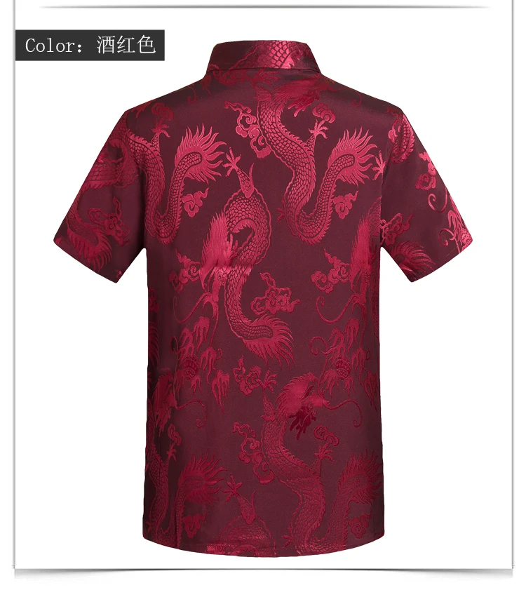 WAEOLSA Men Summer 2PCS Pant Sets Chinese Dragon Pattern Twinset Man Tunic Shirt And Trouser Suit  Silk Cotton Blends Ensemble (9)