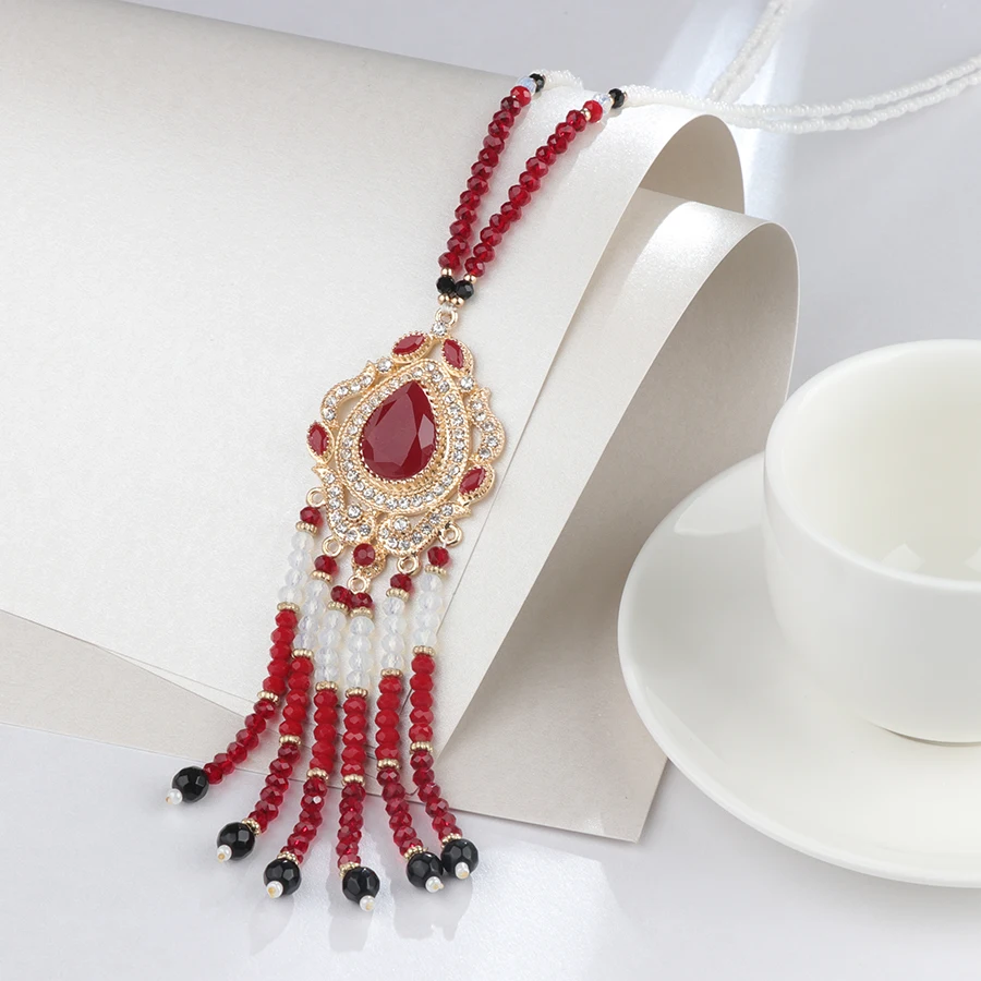 Kinel, роскошное индийское этническое длинное ожерелье с кисточкой для женщин, модное Золотое бохо, ручная работа, бисероплетение, кристалл, винтажное свадебное ювелирное изделие
