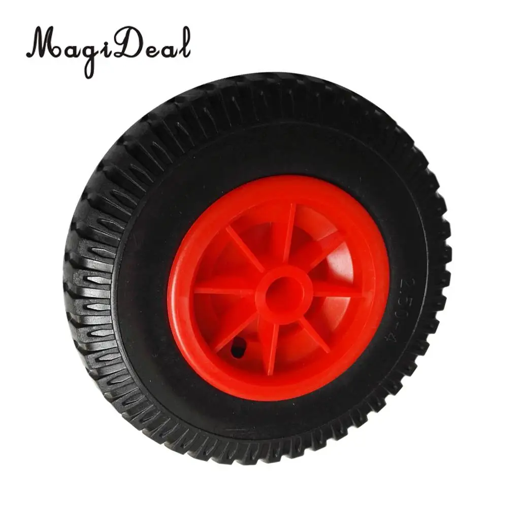 MagiDeal New 1Pc Puncture Proof Rubber Tyres on Red Wheel Kayak Trolley/Trailer Wheel M/S for Kayak Canoe Fishing Boat Truck Acc