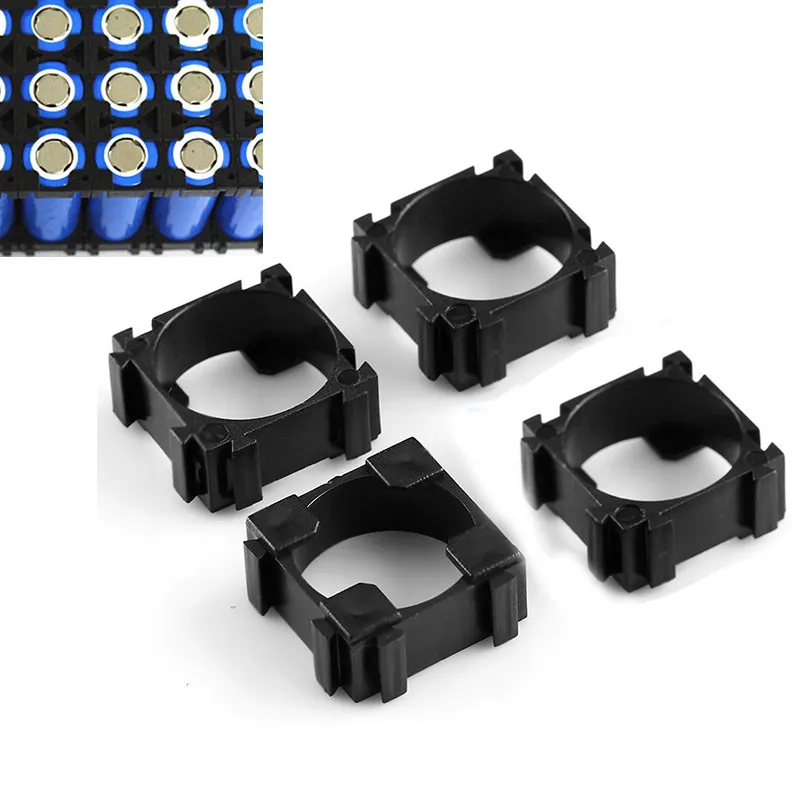 100pcs 18650 Battery Cell Holder Black Plastic Safety Spacer Batteries Radiating Shell Storage Bracket 22X22mm