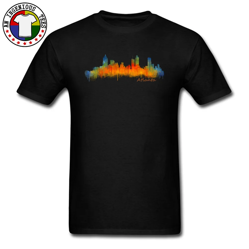 Street T-shirts 2018 Discount O Neck Atlanta City Skyline Hq v2 100% Cotton Men Tops Shirts Design Short Sleeve Tops Shirts Atlanta City Skyline Hq v2 black
