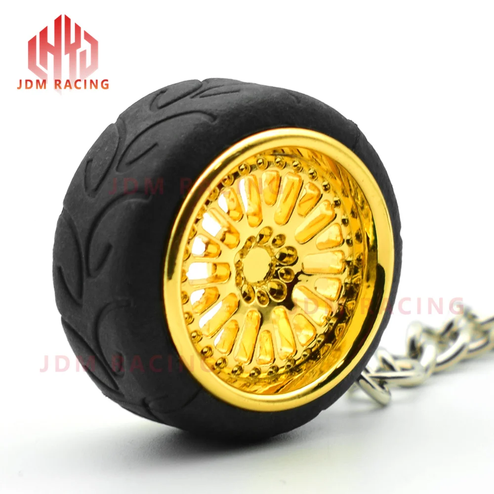 2 X Schlüsselanhänger Felge Rad für Auto Chrom oder Chrom und Golden 