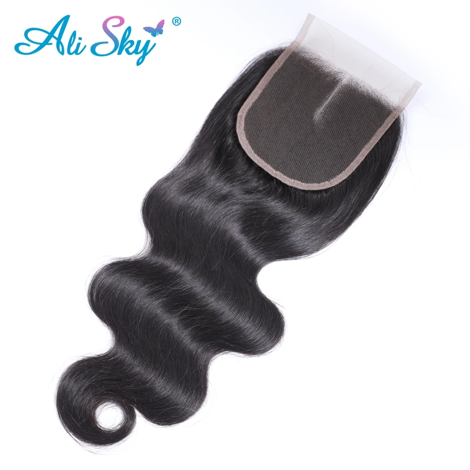 Alisky волосы бразильские объемные волнистые волосы на шнуровке предварительно выщипанные с детскими волосами 4*4 средний/свободный/три части Топ Закрытие волосы remy